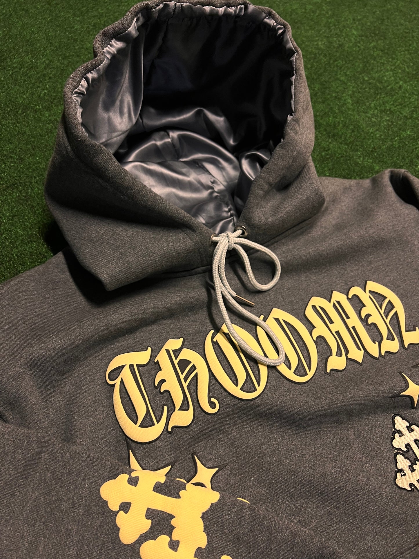Thoomn Heavy Blend Oversized fit Satin Hood (Grey/Cream)