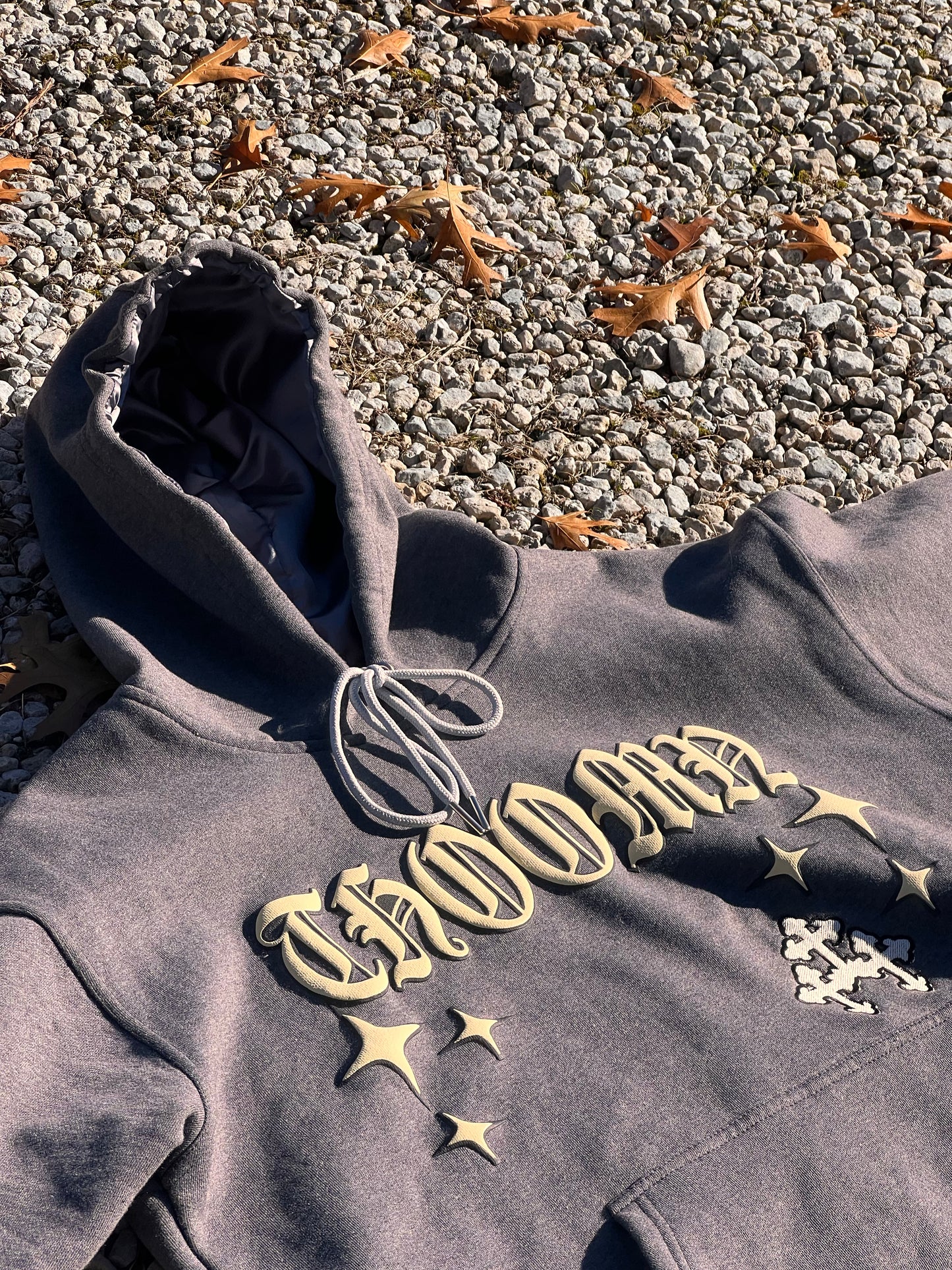 Thoomn Heavy Blend Oversized fit Satin Hood (Grey/Cream)